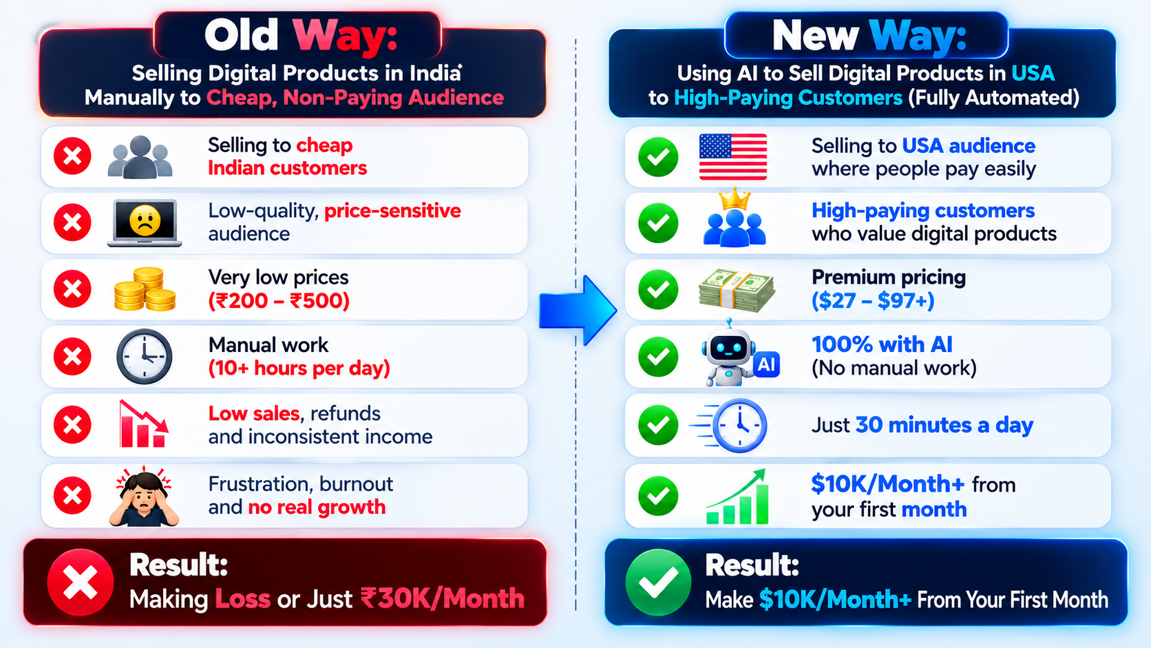 Old way vs new way comparison