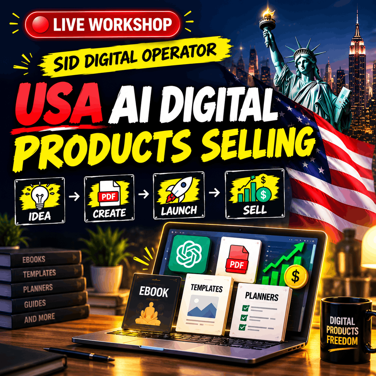 USA AI Digital Products Selling live workshop